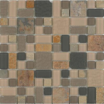 Epoch Architectural Surfaces No Ka 'Oi Hana-Ha420 Stone And Glass Blend Mesh Mounted Floor and Wall Tile - 3 in. x 3 in. Tile Sample