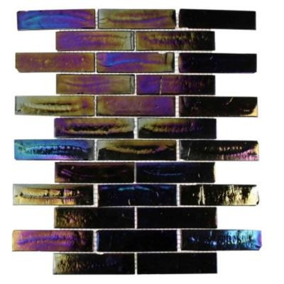 Splashback Tile Iridescent Raven 11 3/4 in. x 9 3/4 in. x 8 mm Glass Mosaic Floor and Wall Tile