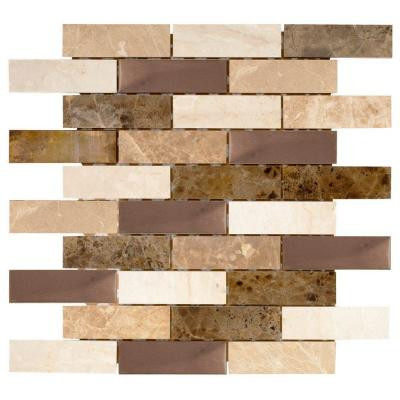 Jeffrey Court Copper Canyon 12 in. x 12 in. x 6 mm Copper and Marble Mosaic Wall Tile
