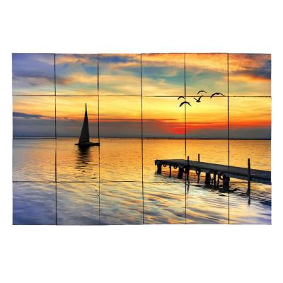 Tile My Style Sailboat 36 in. x 24 in. Tumbled Marble Tiles (6 sq. ft. /case)