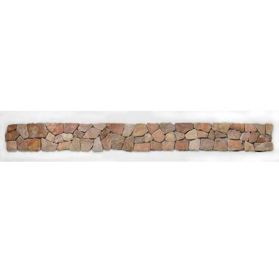 Solistone Indonesian Sumatra Red 4 in. x 39 in. x 6.35 mm Pebble Border Mesh-Mounted Mosaic Tile (9.74 sq. ft. / case)