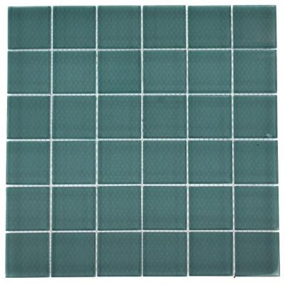 Splashback Tile Contempo Turquoise Frosted 12 in. x 12 in. x 8 mm Glass Mosaic Floor and Wall Tile