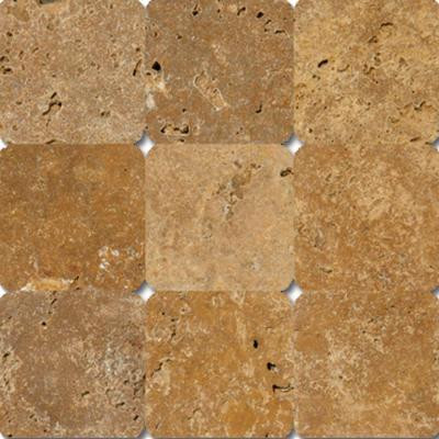 MS International Versailles Gold 4 in. x 4 in. Tumbled Travertine Floor and Wall Tile (1 sq. ft. / case)-DISCONTINUED