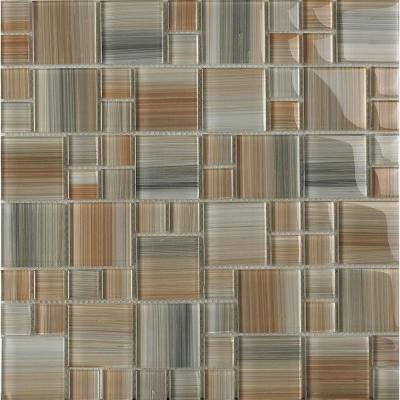 EPOCH Contempo Jasper-1672 Mosaic Glass Mesh Mounted Tile - 4 in. x 4 in. Tile Sample-DISCONTINUED