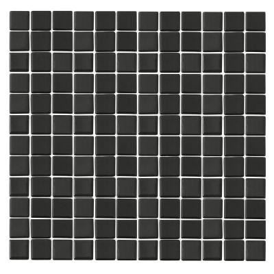 EPOCH Monoz M-Black-1401 Mosaic Recycled Glass 12 in. x 12 in. Mesh Mounted Floor & Wall Tile (5 sq. ft.)