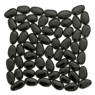 Solistone Freeform Glass Ganj 11 in. x 11 in. x 9.525 mm Black Glass Mesh-Mounted Mosaic Wall Tile (8.4 sq.ft./case)