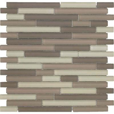 EPOCH Color Blends Arena Neblina Matte Strips Mosaic Glass Mesh Mounted Tile - 4 in. x 4 in. Tile Sample-DISCONTINUED