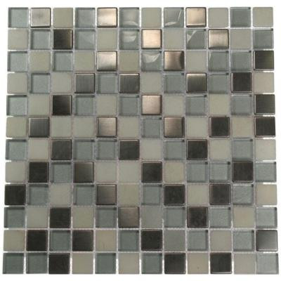 Splashback Tile 1 in. x 1 in. Squares Marble And Glass Tiles-DISCONTINUED