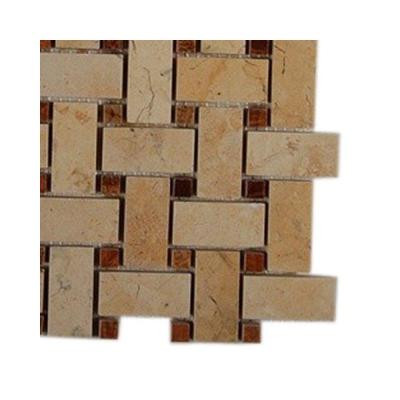 Splashback Tile Basket Braid Jerusalem Gold and Wood Onyx Stone Mosaic Floor and Wall Tile - 6 in. x 6 in. Floor and Wall Tile Sample
