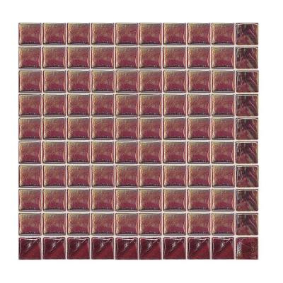 Daltile Sonterra Glass Scarlet Iridescent 12 in. x 12 in. x 6mm Glass Sheet Mounted Mosaic Wall Tile
