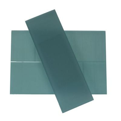 Splashback Tile Contempo 4 in. x 12 in. x 8 mm Blue Gray Frosted Glass Floor and Wall Tile