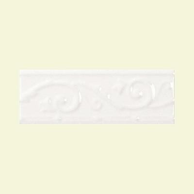 Daltile Fashion Accents Arctic White 3 in. x 8 in. Ceramic Ivy Listello Wall Tile