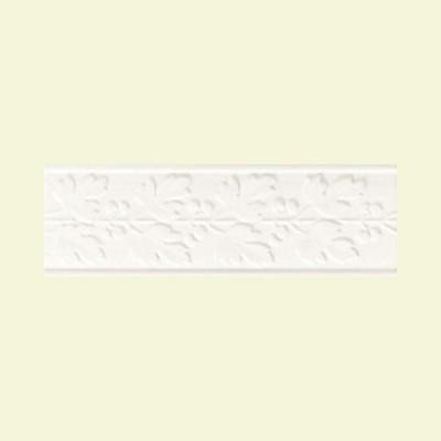 Daltile Polaris Gloss White 4 in. x 12 in. Ceramic Fiore Decorative Wall Tile-DISCONTINUED