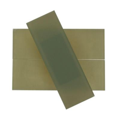Splashback Tile Contempo 4 in. x 12 in. Cream Frosted Glass Tile-DISCONTINUED
