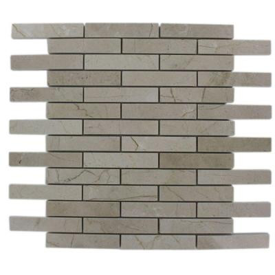 Splashback Tile Crema Marfil Large Brick Pattern 12 in. x 12 in. x 8 mm Marble Mosaic Floor and Wall Tile