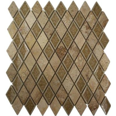 Splashback Tile Roman Selection Side Saddle Diamond 11 in. x 11 in. x 8 mm Glass Floor and Wall Tile (0.82 sq. ft.)