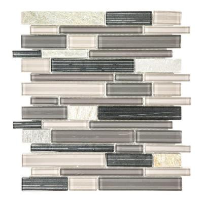 Jeffrey Court Platinum Pearl Pencil 10.625 in. x 12 in. x 8 mm Quartz and Glass Mosaic Wall Tile