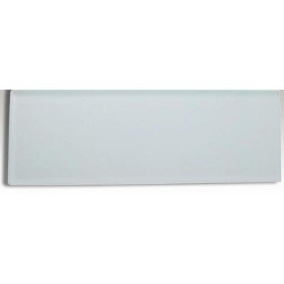 Splashback Tile Contempo Bright White Frosted 4 in. x 12 in. x 8 mm Glass Subway Tile