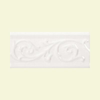 Daltile Fashion Accents Arctic White 5 in. x 10 in. Ceramic Vine Accent Wall Tile
