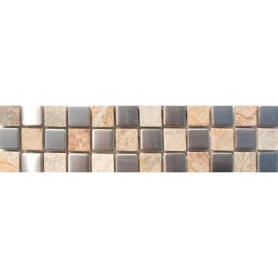 MS International Golden White/Metal Border 3 in. x 12 in. Floor and Wall Tile