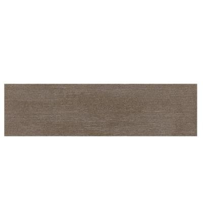 Daltile Identity Oxford Brown Grooved 4 in. x 24 in. Polished Porcelain Bullnose Floor and Wall Tile-DISCONTINUED
