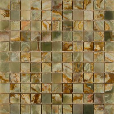 MS International Green 12 in. x 12 in. x 10 mm Polished Onyx Mesh-Mounted Mosaic Tile (10 sq. ft. / case)