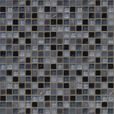 Jeffrey Court Black Azure 12 in. x 12 in. 8 mm Glass Marble Mosaic Wall Tile