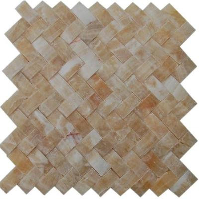 Splashback Tile Honey Onyx Herringbone 12 in. x 12 in. Marble Mosaic Floor and Wall Tile-DISCONTINUED