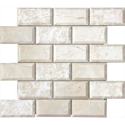 MS International Paradise Beige 12 in. x 12 in. x 10 mm Polished Beveled Marble Mesh-Mounted Mosaic Tile