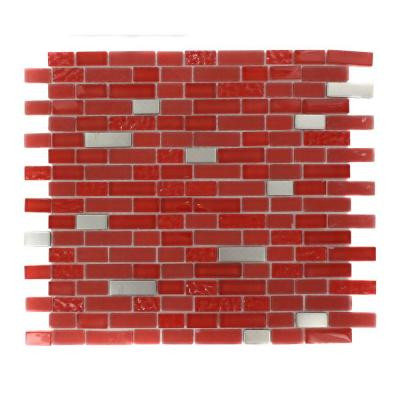 Splashback Tile Bloody Mary Brick 12 in. x 12 in. x 8 mm Glass Tile