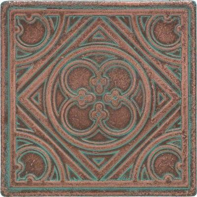 Daltile Castle Metals 4-1/4 in. x 4-1/4 in. Aged Copper Metal Insert A Accent Wall Tile