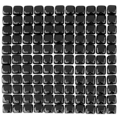 Solistone Pillow Glass Griphite 12 in. x 12 in. Black Glass Mesh-Mounted Mosaic Wall Tile (10 sq.ft./case)