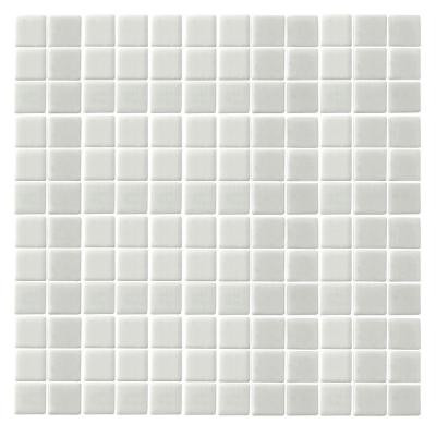 EPOCH Monoz M-White Honed-1404 Mosaic Recycled Glass 12 in. x 12 in. Mesh Mounted Floor & Wall Tile-DISCONTINUED