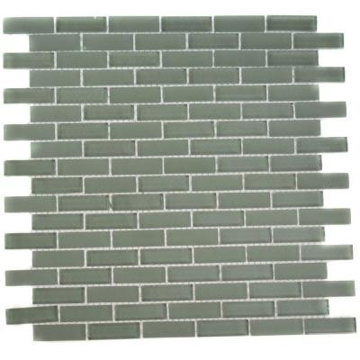 Splashback Tile Contempo Seafoam Brick 12 in. x12 in. x 8 mm Glass Floor and Wall Tile