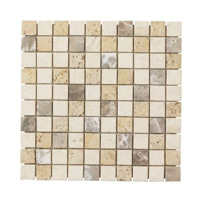 Jeffrey Court Giallo Sienna Medley 12 in. x 12 in. x 8 mm Travertine Marble Mosaic Floor/Wall Tile