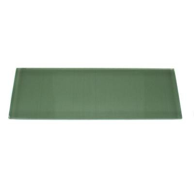 Splashback Tile Contempo Spa Green Frosted 4 in. x 12 in. x 8 mm Glass Subway Tile