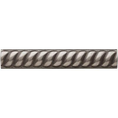 Weybridge 1 in. x 6 in. Cast Metal Rope Liner Brushed Nickel Tile (16 pieces / case) - Discontinued