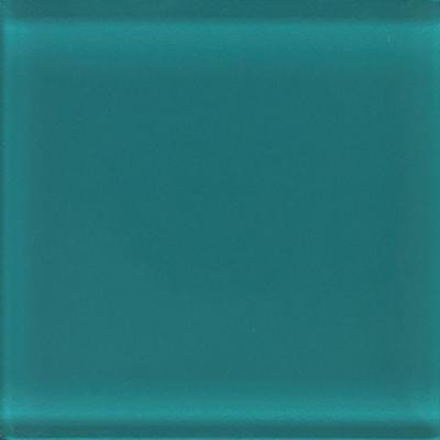 Daltile Glass Reflections 4-1/4 in. x 4-1/4 in. Almost Aqua Glass Wall Tile (4 sq. ft. / case)-DISCONTINUED