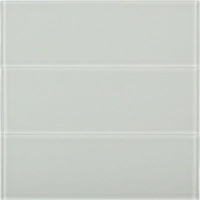 Splashback Tile Bright White Polished 4 in. x 12 in. Glass Subway Floor and Wall Tile (1 sq. ft./case)