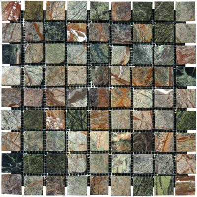 MS International Verde Amazonia 12 in. x 12 in. x 8 mm Tumbled Marble Mesh-Mounted Mosaic Tile (10 sq. ft. / case)
