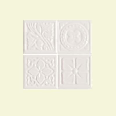 Daltile Fashion Accents White 2 in. x 2 in. Ceramic Floret Dots Accent Wall Tile