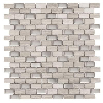 Jeffrey Court Brick Boulevard 11- 1/4 in. x 12 in. x 8 mm Stone Stainless Mosaic Wall Tile