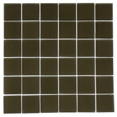 Splashback Tile Contempo Khaki Frosted 12 in. x 12 in. x 8 mm Glass Floor and Wall Tile