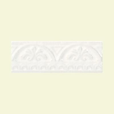 Daltile Fashion Accents White Arches 3 in. x 8 in. Ceramic Listello Wall Tile
