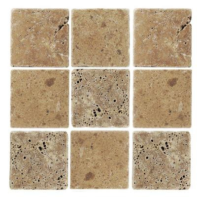 Jeffrey Court Travertino Noce 4 in. x 4 in. x 8 mm Tumbled Stone Tile (9 pieces/1 sq. ft./1 pack)