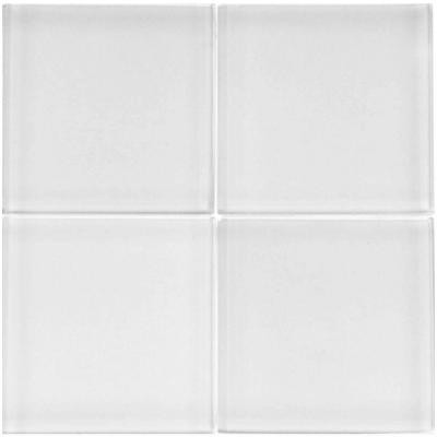 Splashback Tile 4 in. x 4 in. Contempo Bright White Polished Glass Tile-DISCONTINUED