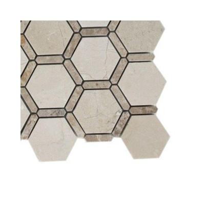 Splashback Tile Ambrosia Crema Marfil and Light Emperador Stone Mosaic Floor and Wall Tile - 6 in. x 6 in. Floor and Wall Tile Sample