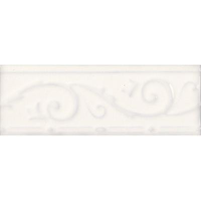 Daltile Fashion Accents White 3 in. x 8 in. Ceramic Ivy Listello Wall Tile