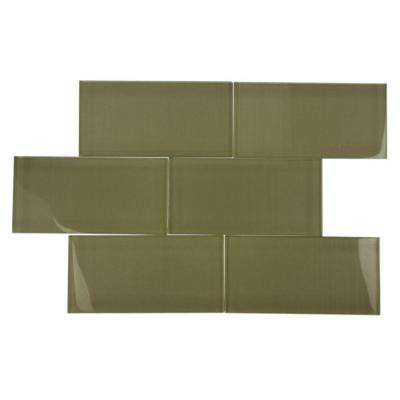 Splashback Tile Contempo Khaki Polished 3 in. x 6 in. Glass Tiles-DISCONTINUED