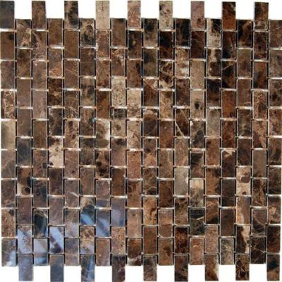 Splashback Tile Rich Dark Emperador 12 in. x 12 in. x 8 mm Marble Mosaic Floor and Wall Tile